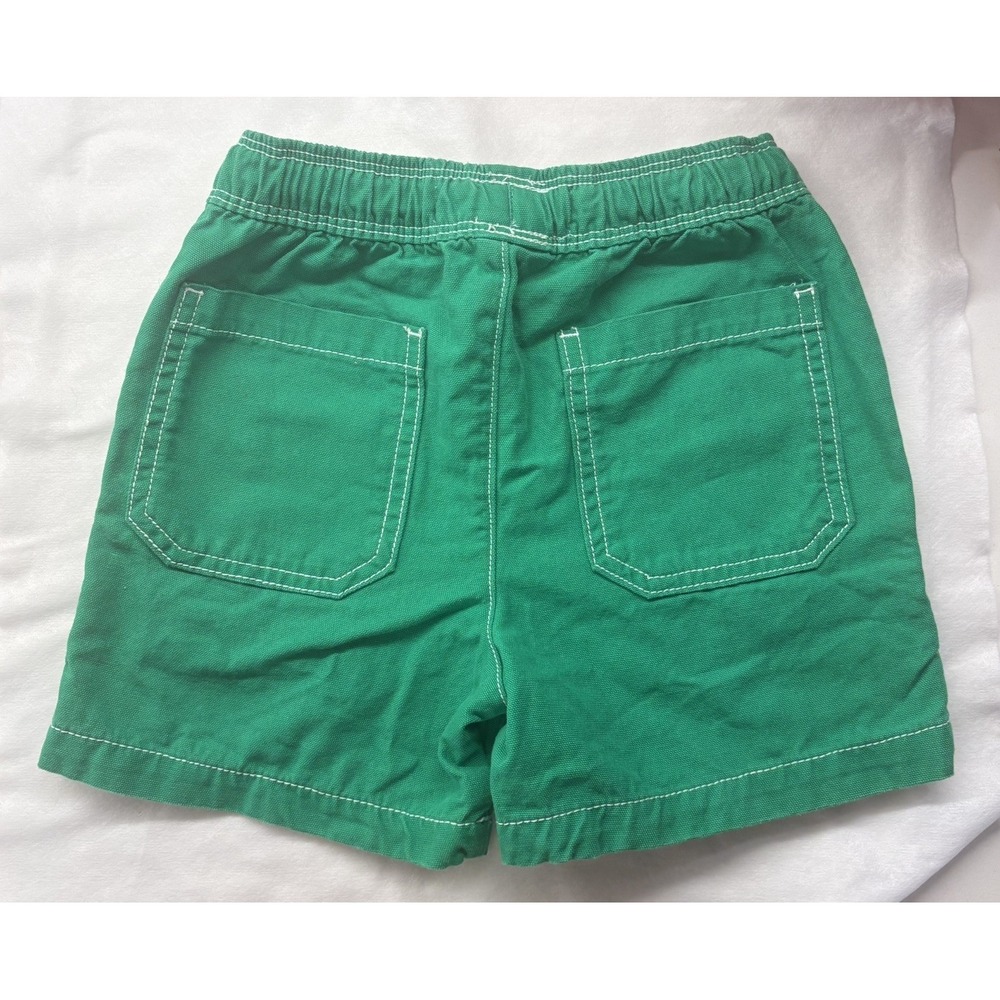 Mini Boden Boys Green Canvas Shorts Elastic Waist Drawstring size 4-5